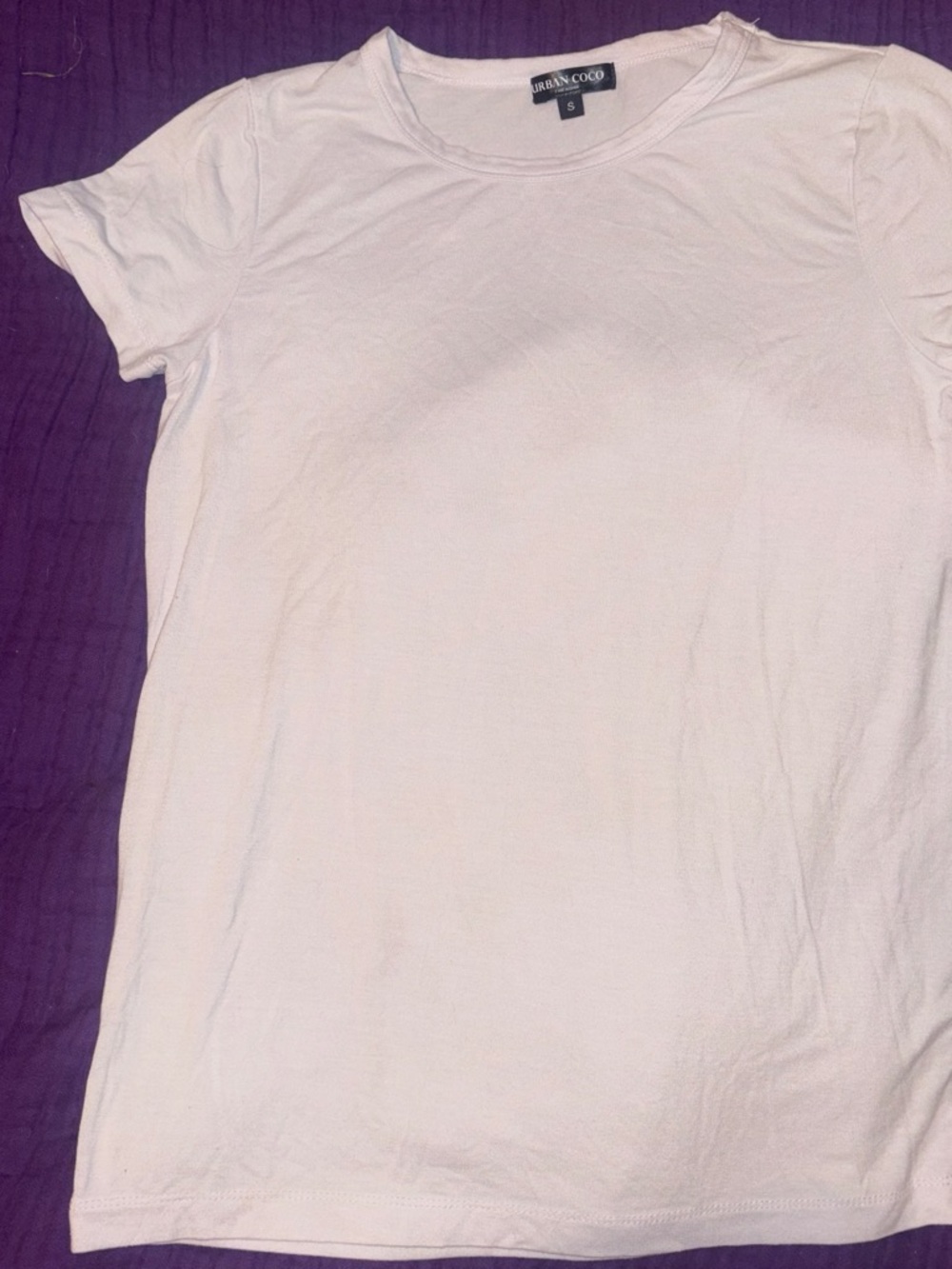 Urban Coco Women's White Short Sleeve Crewneck Tee